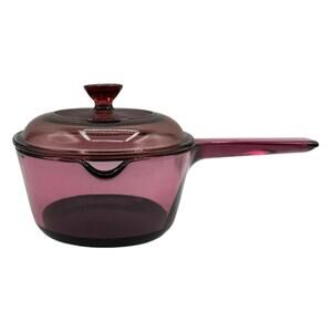 Vintage Corning Visions Cranberry 1L Non-Stick Saucepan with Lid